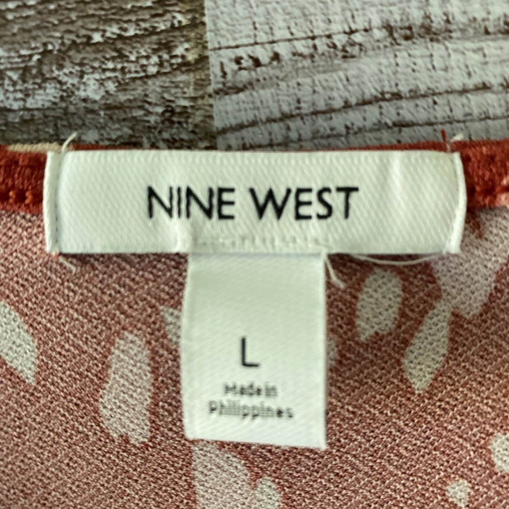 Nine West Women's Short-Sleeved Dress Size L Rust Faux-Wrap Belt Knee-Length NWT - Picture 9 of 10
